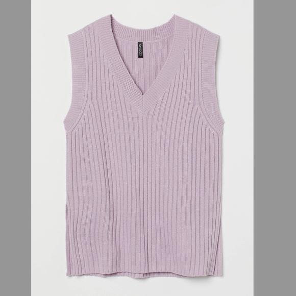 H&M light purple V-neck ribbed sweater vest NWOT - Picture 1 of 10